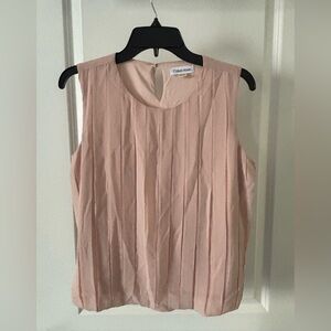 Calvin Klein Blush Pleated Sleeveless Blouse